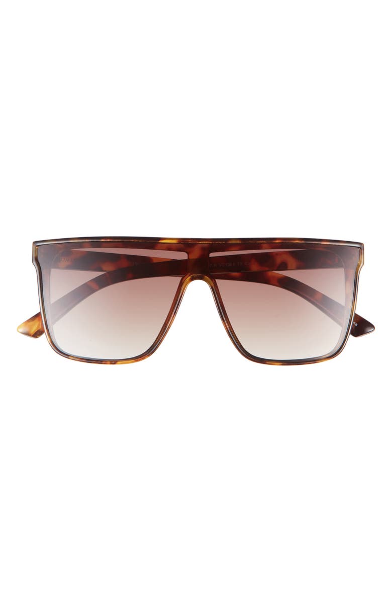 Vince Camuto Flat Top 138mm Shield Sunglasses, Main, color, Tortoise