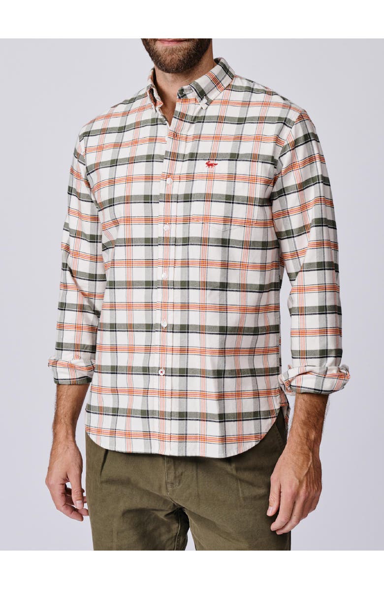 Aubin Merton Brushed Oxford Button Down Shirt, Alternate, color, Vintage White Check