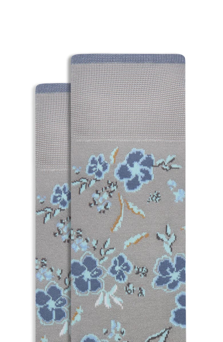 Bugatchi Floral Mercerized Cotton Blend Dress Socks, Alternate, color,