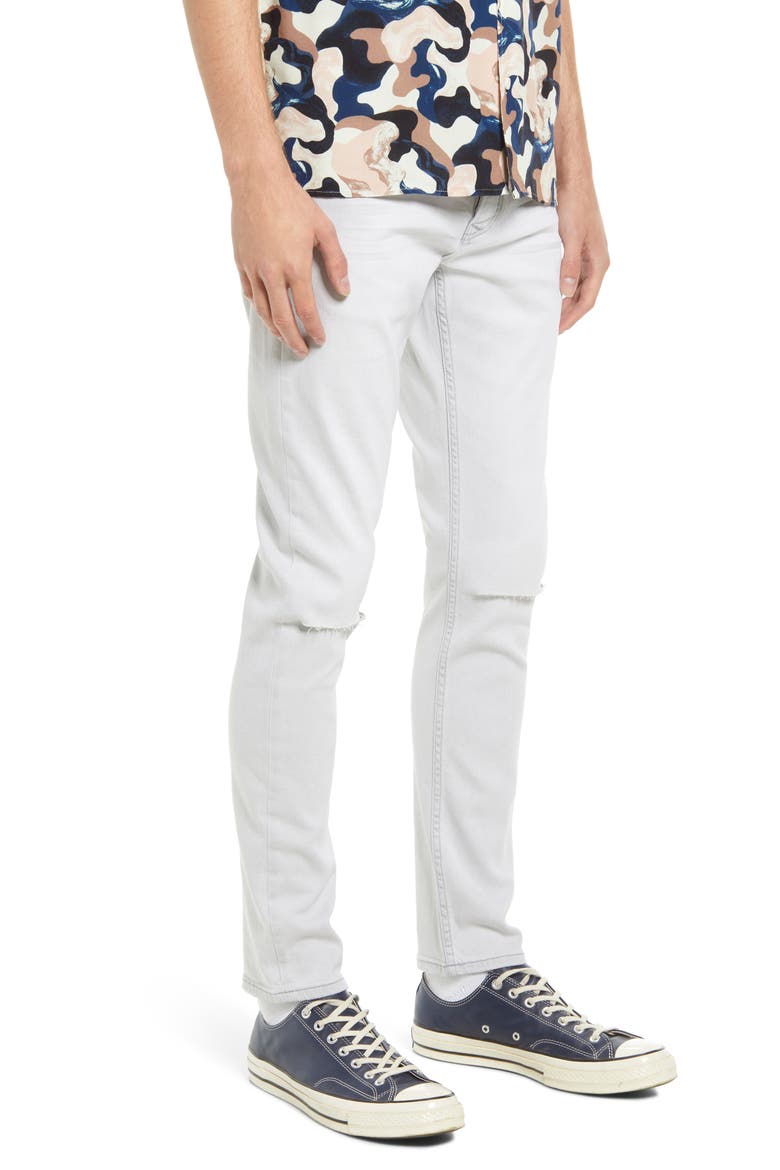 Knee Rip Stretch Skinny Jeans, Alternate, color, LIGHT GREY