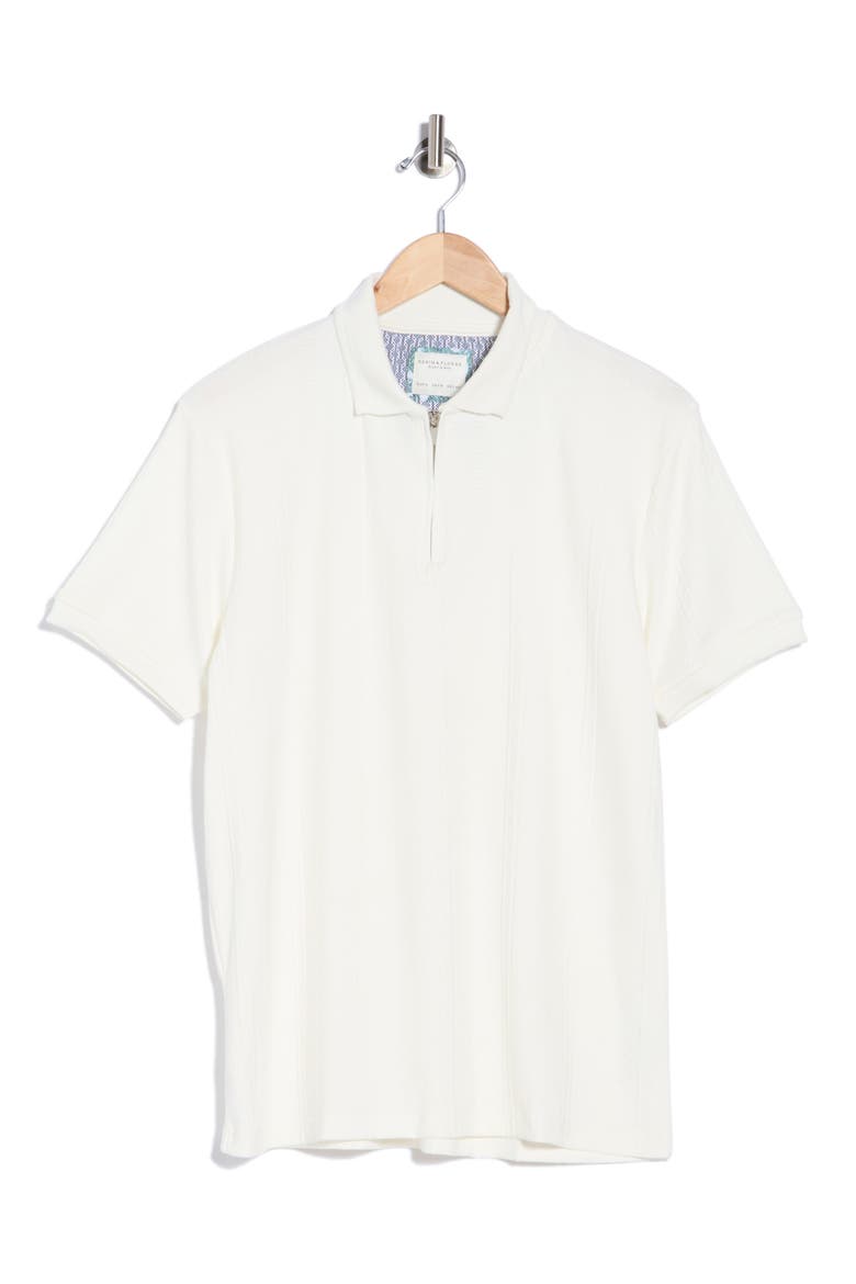 Geo Textured Zip Polo, Main, color, OFF WHITE
