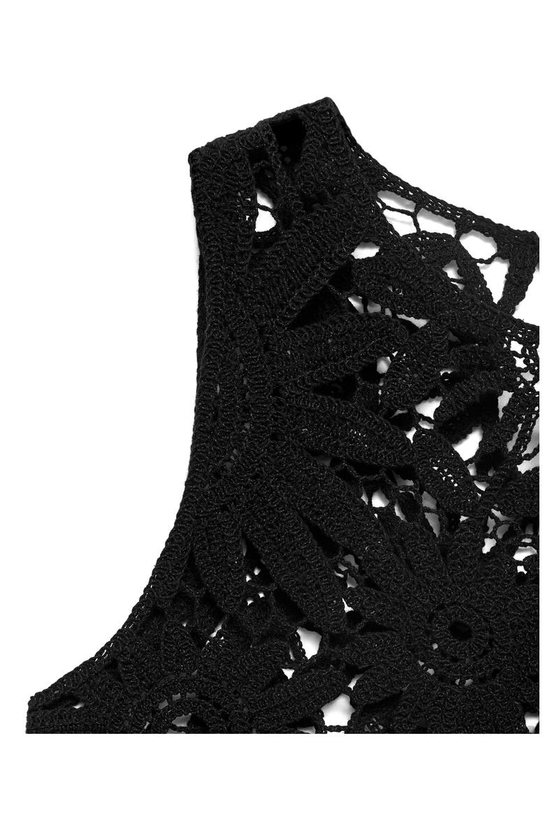 Floral Sheer Cotton Blend Lace Tank Top, Alternate, color, BLACK