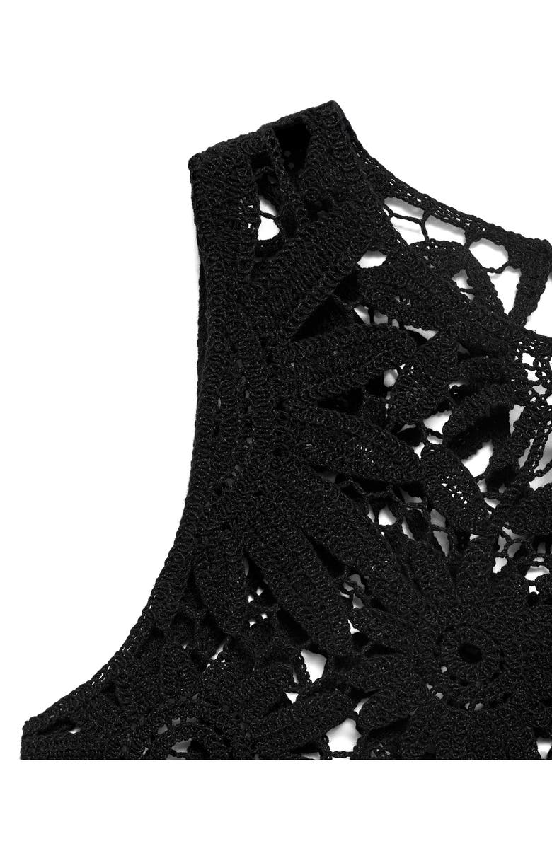 MANGO Floral Sheer Cotton Blend Lace Tank Top, Alternate, color, Black