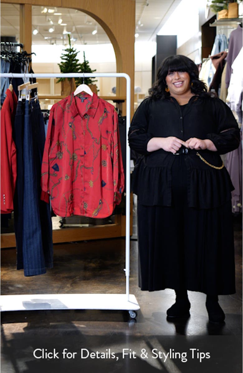 Jamelko Chain Print Charmeuse Button-Up Shirt, sales video thumbnail