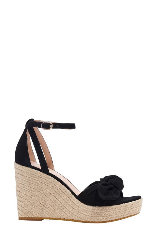 Kate Spade Tianna Suede Bow Wedge Espadrille Sandals In Black