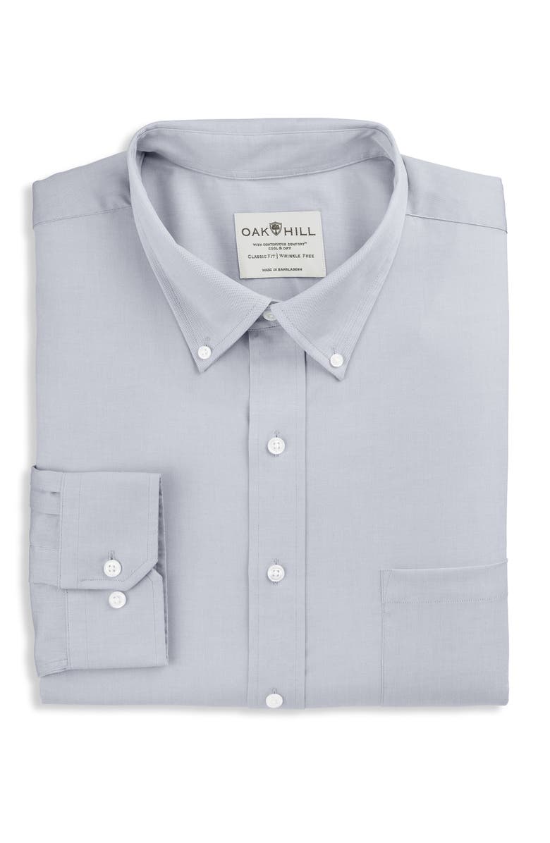 Oak Hill by DXL Pinpoint Oxford Dress Shirt, Main, color, Grey