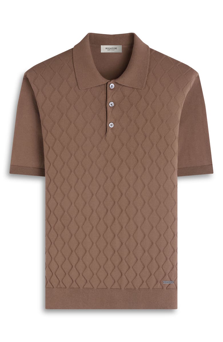 Bugatchi Wave Stitch Cotton Knit Polo, Alternate, color, Taupe