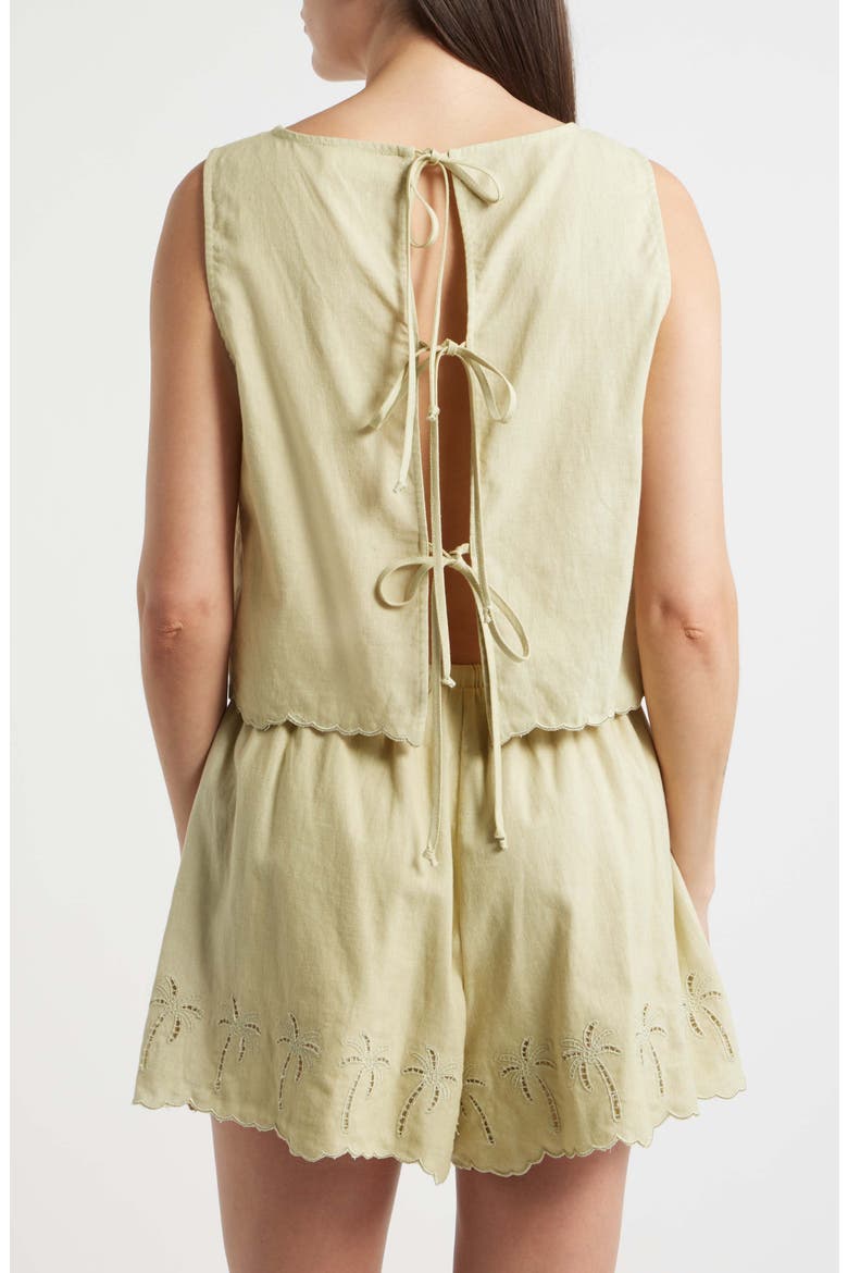 Lia Tie Back Sleeveless Linen & Cotton Top, Alternate, color, SAGE GREEN