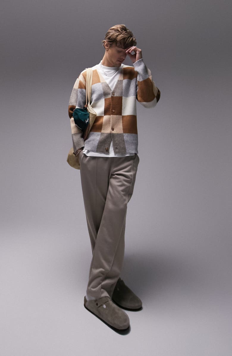 Topman Checkerboard Cardigan, Alternate, color,