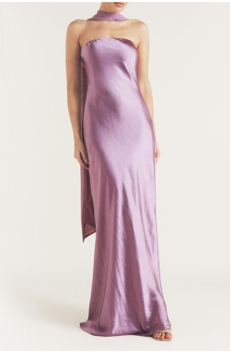 Six Stories Bandeau Satin Bridesmaid Dress, Alternate, color, Orchid