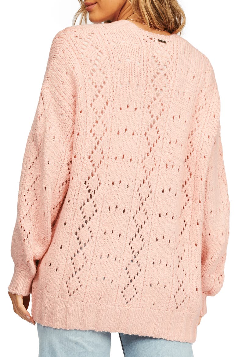 Blissed Out Pointelle Cardigan, Alternate, color, TICKLED PINK