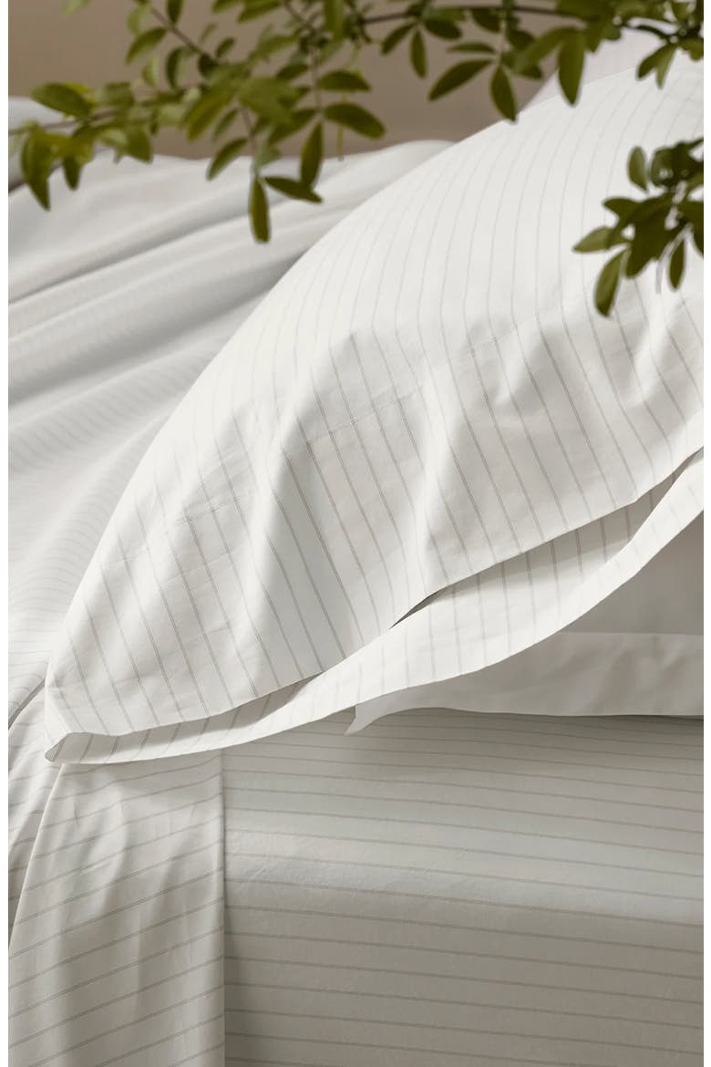 Set of 2 Stripe Percale Hemmed Pillowcases, Alternate, color, WHITE/ OAK