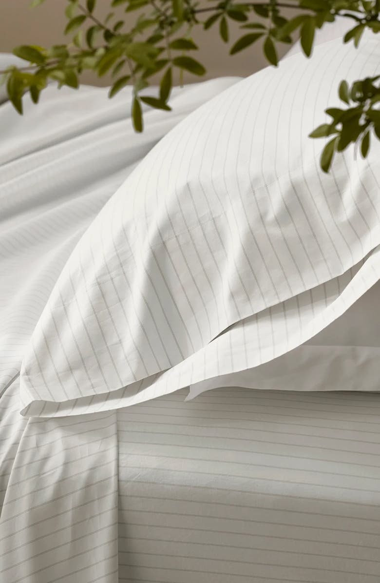 Boll & Branch Set of 2 Stripe Percale Hemmed Pillowcases, Alternate, color, White/ Oak