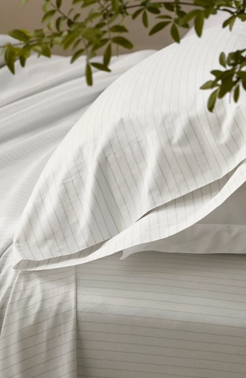 Boll & Branch Stripe Percale Hemmed Sheet Set In White