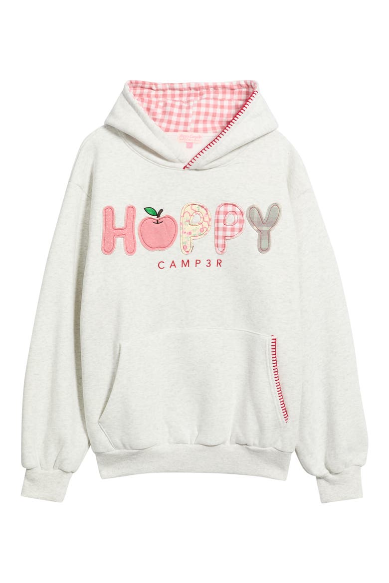 Apple of My Eye Appliqué Hoodie, Main, color, HEATHER GRAY