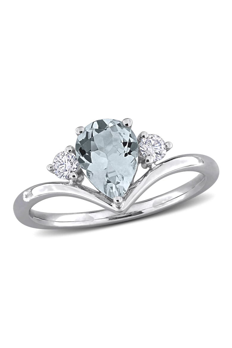 Aquamarine & Diamond Engagement Ring 14k, Main, color, Aquamarine