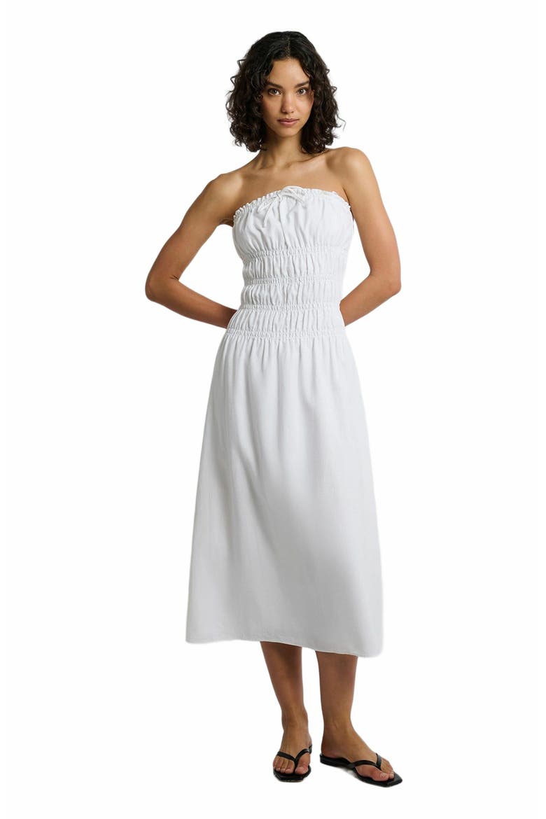 Air Linen Smocked Maxi Dress, Main, color, WHITE