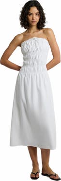 Onia Air Linen Smocked Maxi Dress