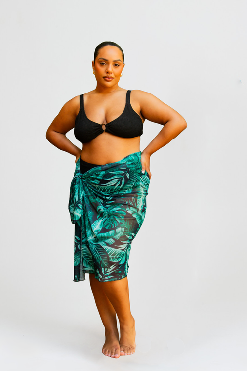 Fashion-szn Curve Curve Print Beach Sarong In Green