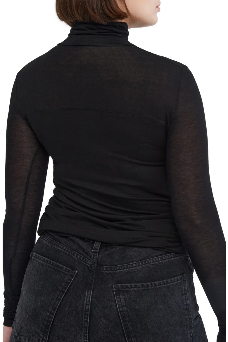 Sheer Panel Turtleneck Top, Alternate, color, BLACK