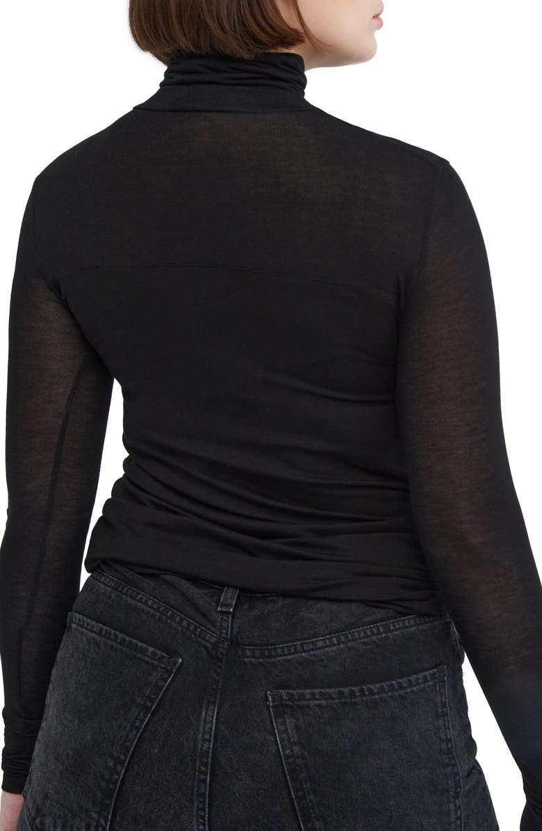 Marcella Sheer Panel Turtleneck Top, Alternate, color, Black
