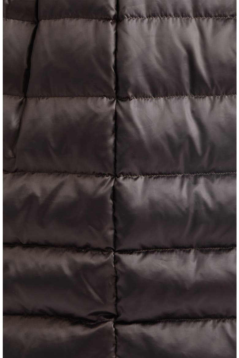 Medusa Belted Puffer Coat with Faux Fur Trim, Alternate, color, BROWN