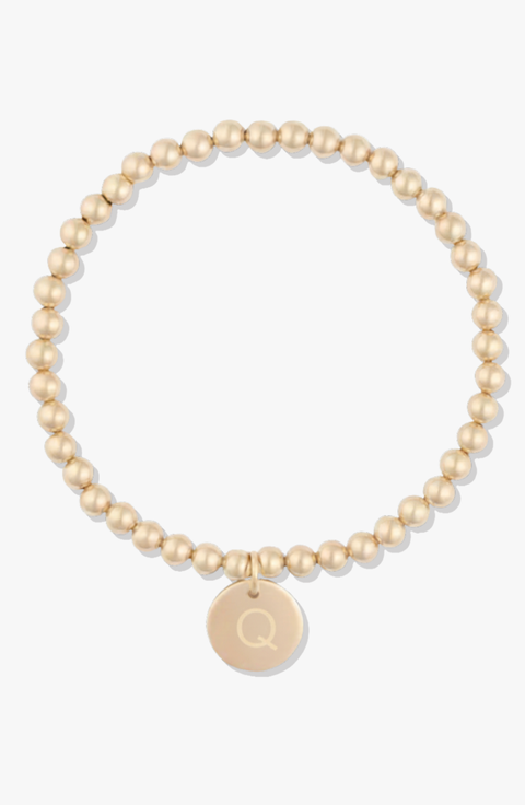 Classic Initial Coin 14k Gold Filled Bead Bracelet