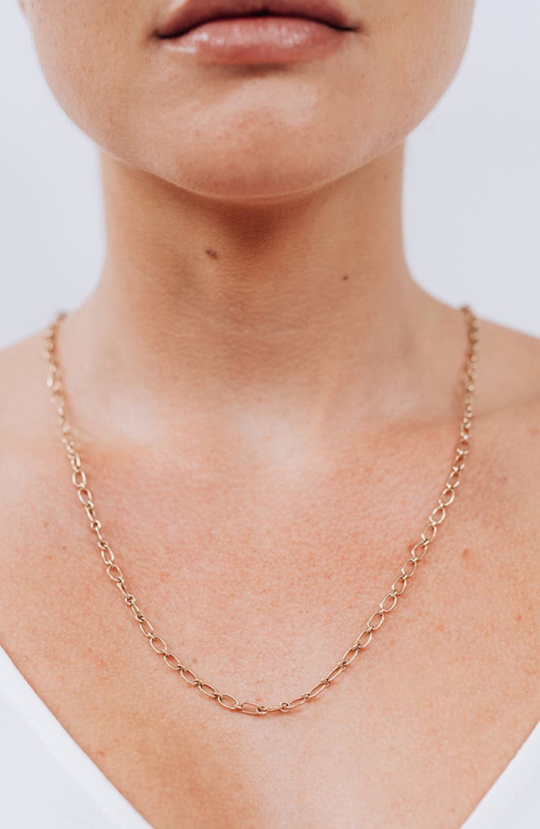 Anzie Rectangle Link Chain Necklace, Alternate, color, Yellow Gold