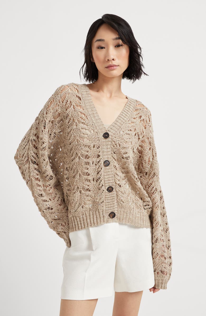 Brunello Cucinelli Foliage Lace cardigan, Alternate, color, 