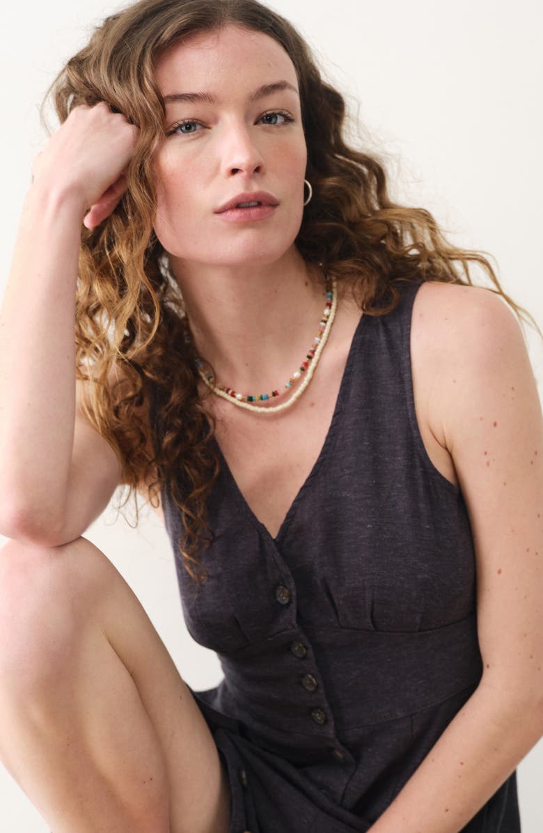 Marine Layer Camila Button Front Hemp Blend Maxi Dress, Alternate, color, Black