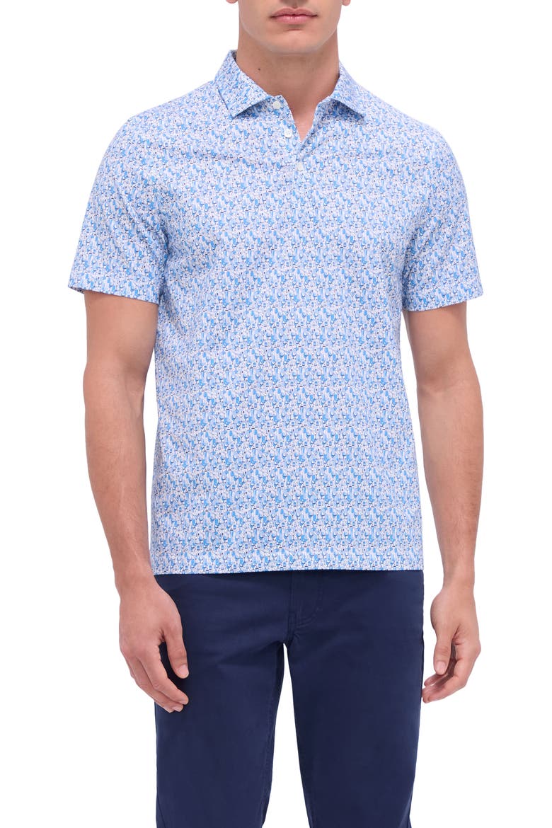 Victor OoohCotton® Barware Print Polo, Main, color, SAPPHIRE