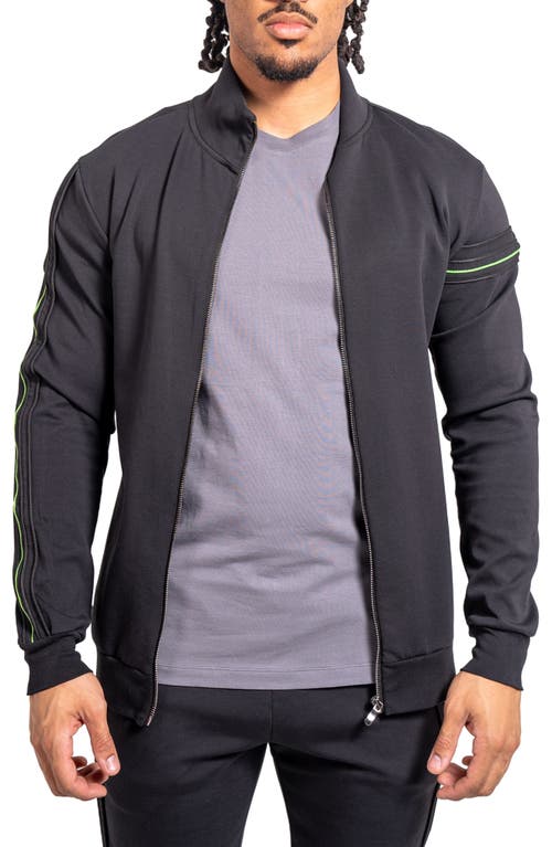 Maceoo Zipper Resistanceneon Black Knit Track Jacket In Black