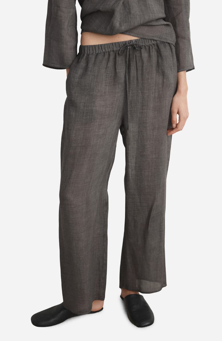 MANGO Ramie Pajama Pants, Main, color, Charcoal