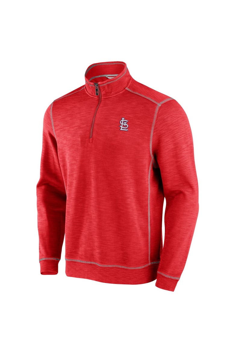 Men's Tommy Bahama Red St. Louis Cardinals Tobago Bay Tri-Blend Quarter-Zip Sweatshirt, Alternate, color, Red