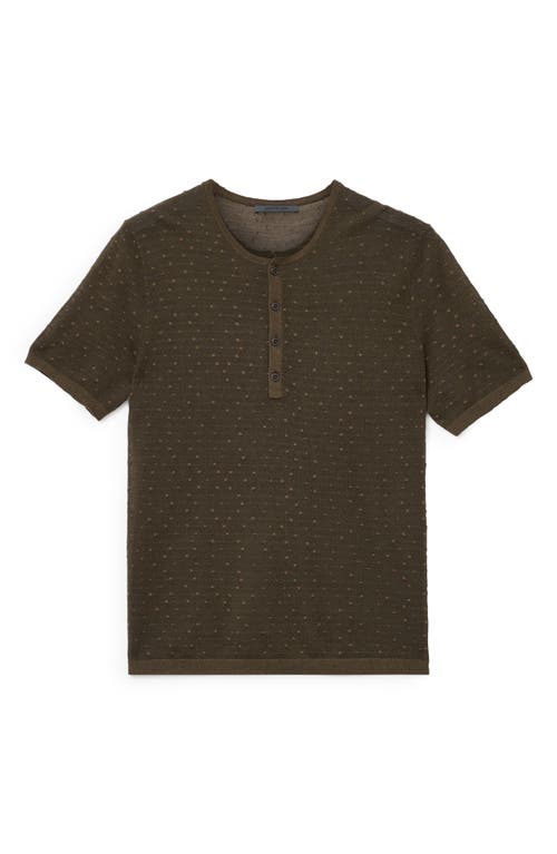 John Varvatos Cabras Wool Short Sleeve Henley Sweater In Black