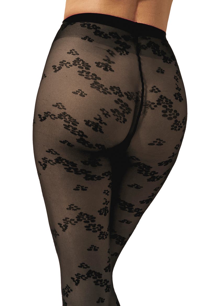 Floret Tights, Alternate, color, BLACK