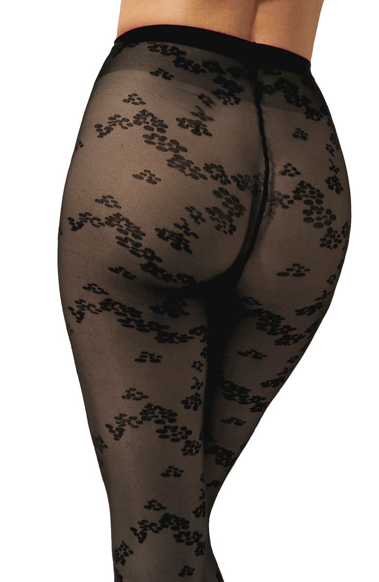 Wolford Floret Tights, Alternate, color, Black