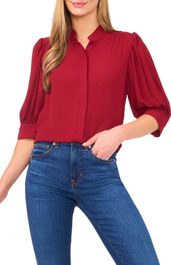 CeCe Puff Sleeve Button-Up Shirt | Nordstrom