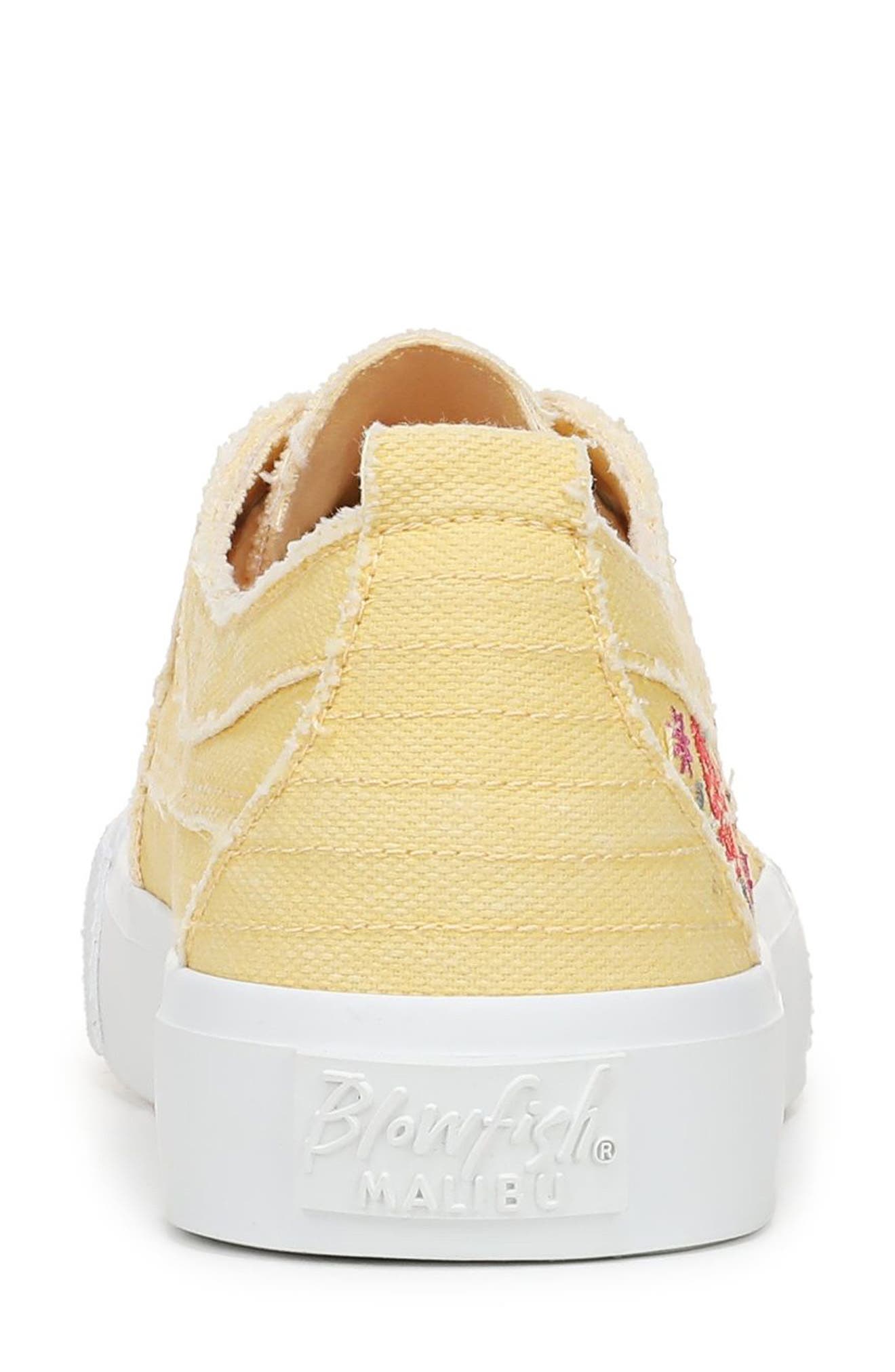 Blowfish Malibu Very Sadie Embroidered Floral Sneaker, Alternate, color, Butter Yellow Canvas