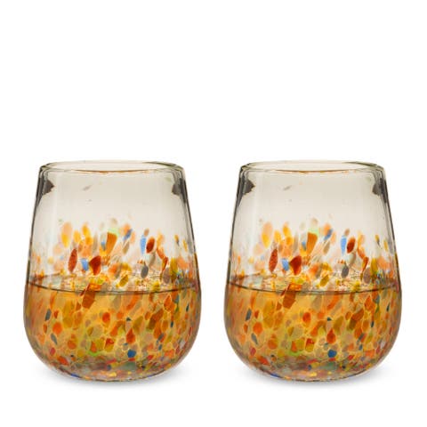 Segunda Vida Artistico Recycled Stemless Wine Glasses Set of 2