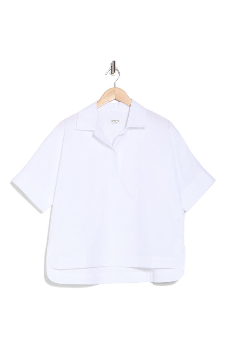 Oversize Poplin Popover Shirt, Alternate, color, WHITE