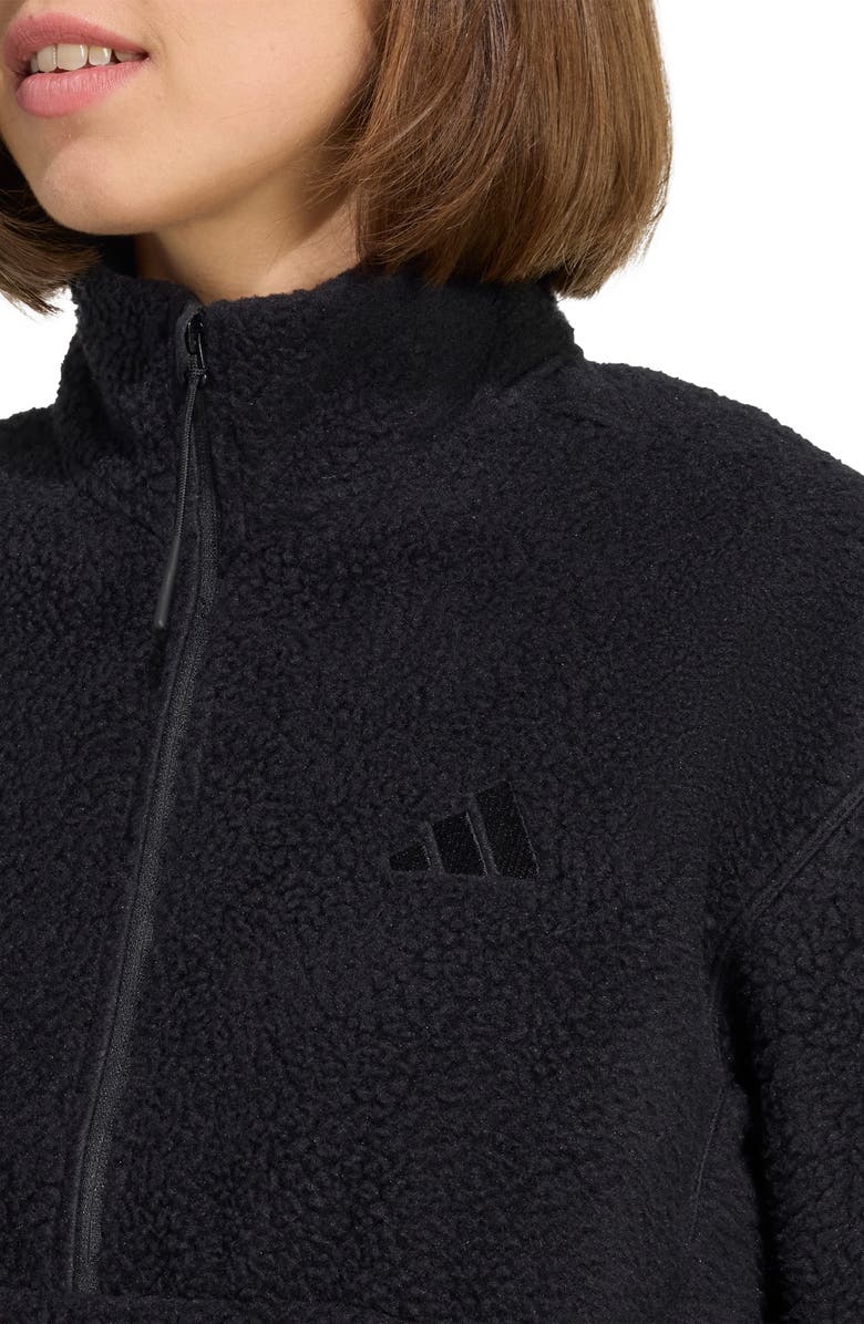 adidas Climawarm High Pile Fleece Half Zip Pullover, Alternate, color, Black