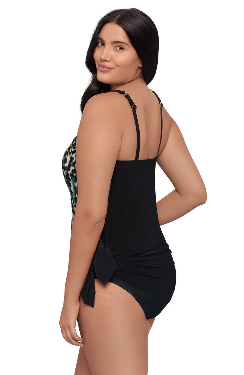 Trimshaper Brianna Adjustable Side-Tie Coverage Swimdress, Alternate, color, Leopard In The Mist Ombre