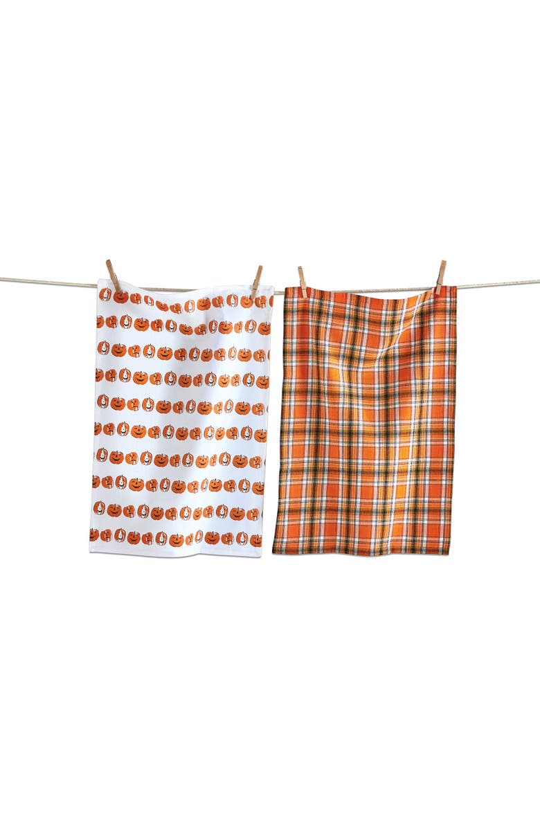 tag Happy Halloween Dishtowel Set of 2 Multicolor Cotton Towels, Main, color,