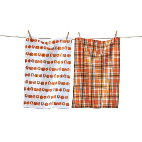 Happy Halloween Dishtowel Set of 2 Multicolor Cotton Towels