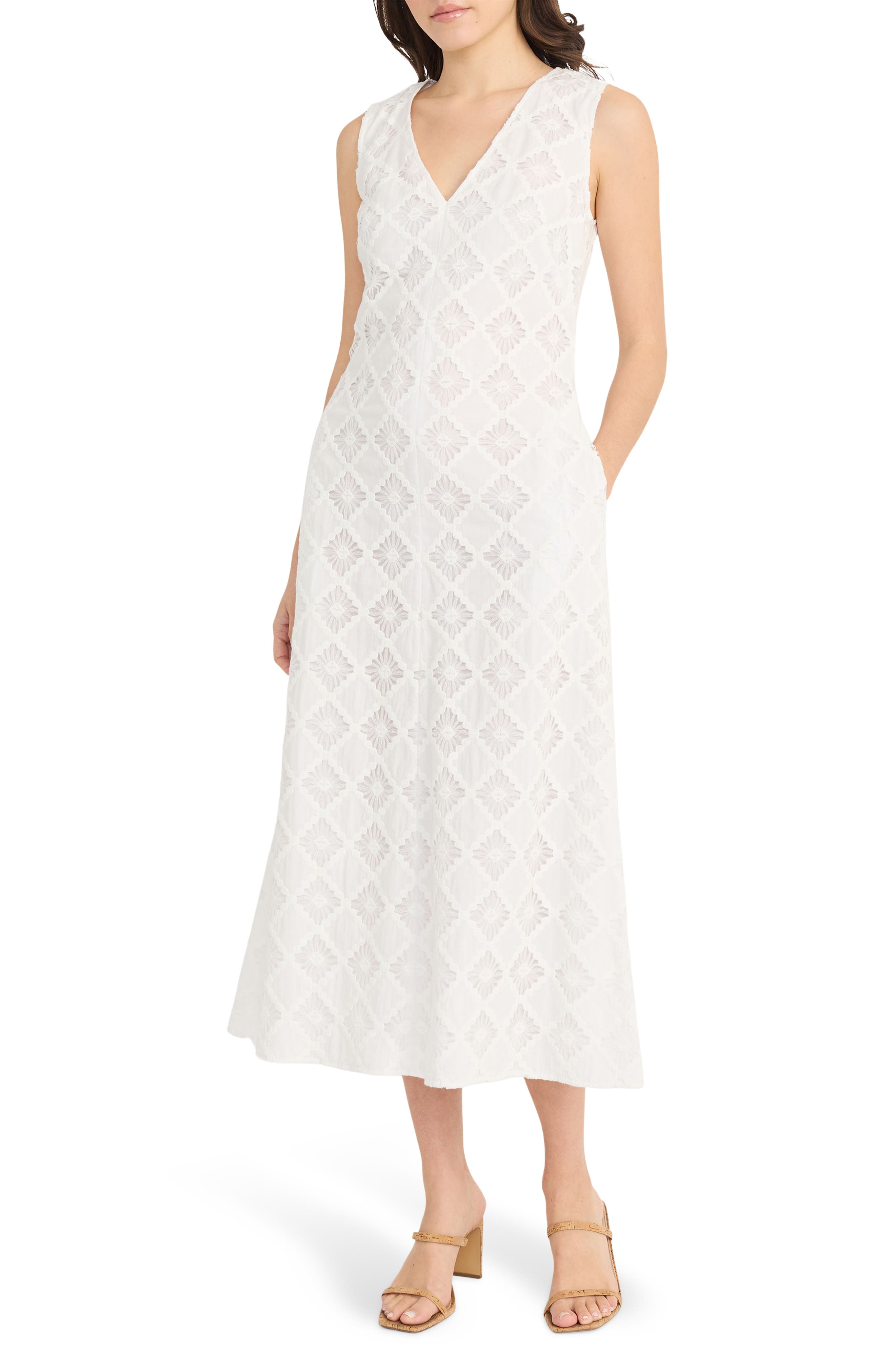 Luxely Agave Embroidered A-Line Dress