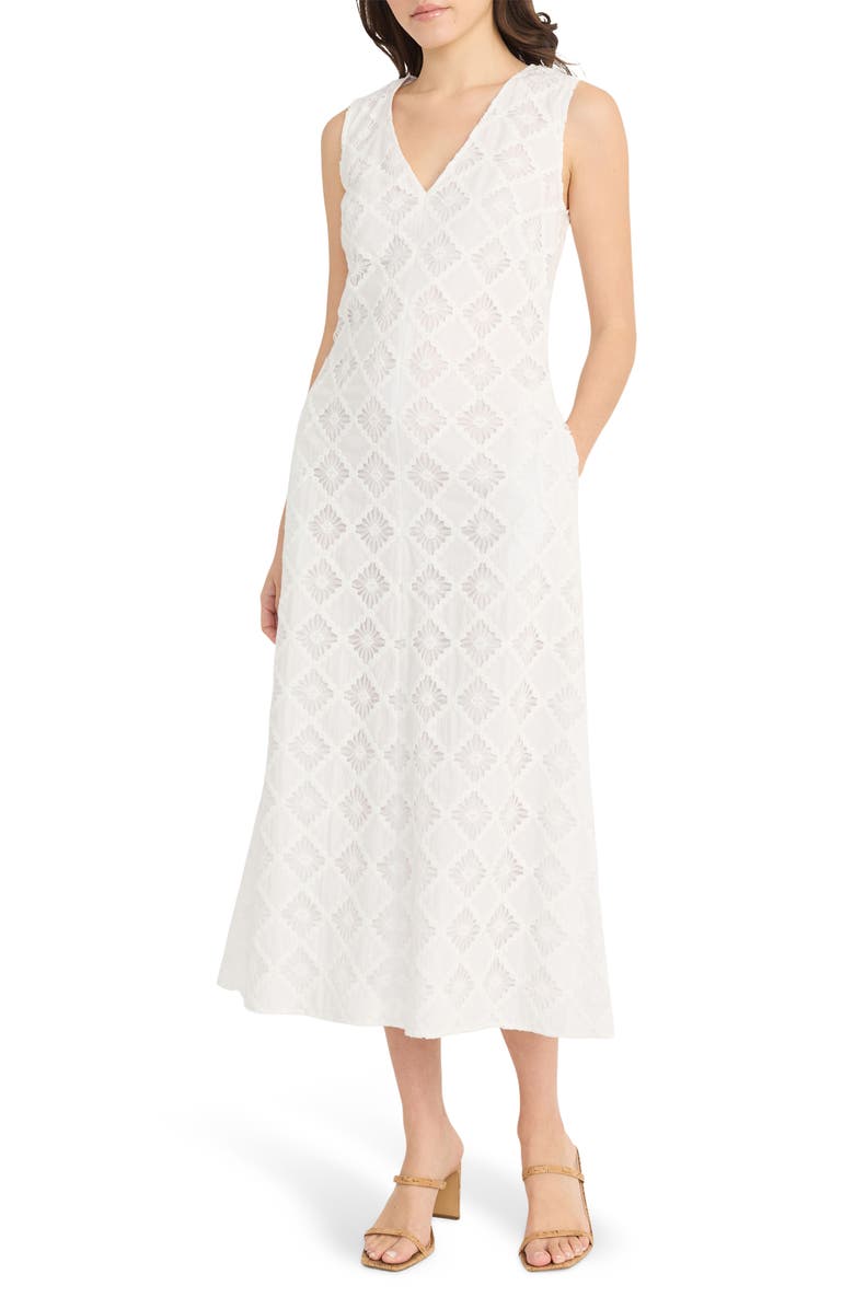 Luxely Agave Embroidered A-Line Dress, Main, color, Cloud Dancer