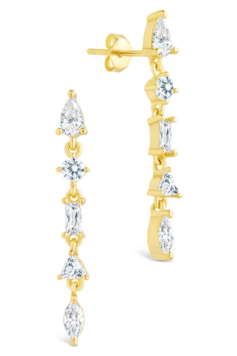 Jacinda Cubic Zirconia Drop Earrings, Main, color, GOLD