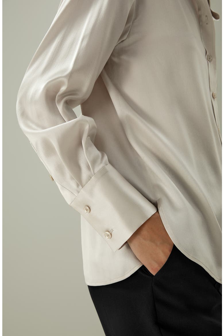 Casual Spread Collar Silk Shirt, Alternate, color, Moonlight Gray
