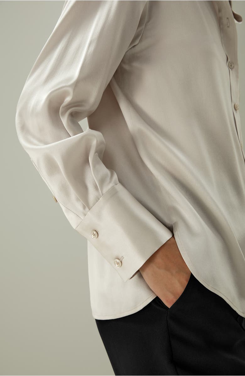 Lilysilk Casual Spread Collar Silk Shirt, Alternate, color, Moonlight Gray